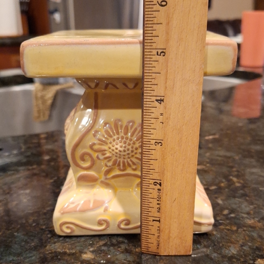 Southern Living At Home Yellow and Cream Candle Holder - Picture 2 of 3